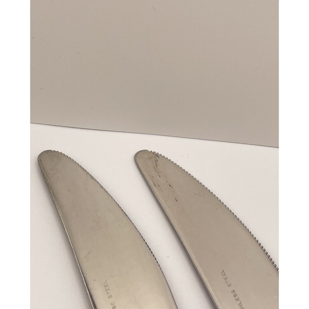 Set Of 8 Ekco Eterna LA JOYA Stainless Steel Japan Flatware Knives Wooden Handle - Picture 6 of 16